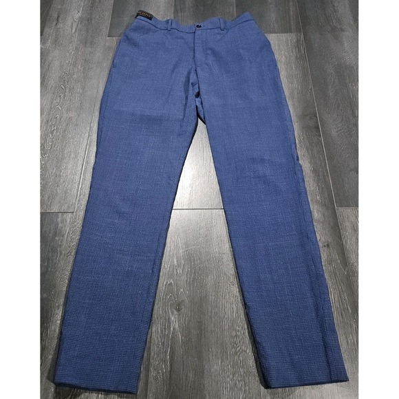 Ted Baker London Other - Ted Baker London Jem Pant Men 34x32 Blue Wool Blend Micro Check Elastic Waist